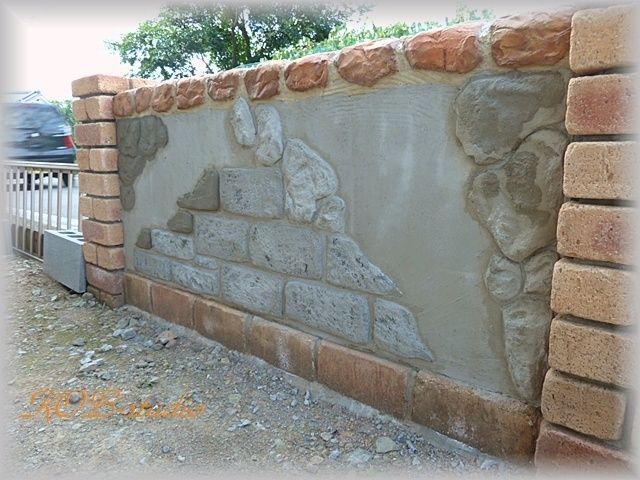 Step5 モルタル造形フェンスdiy 擬石とレンガとプラスターの造り方編 暮らしニスタ