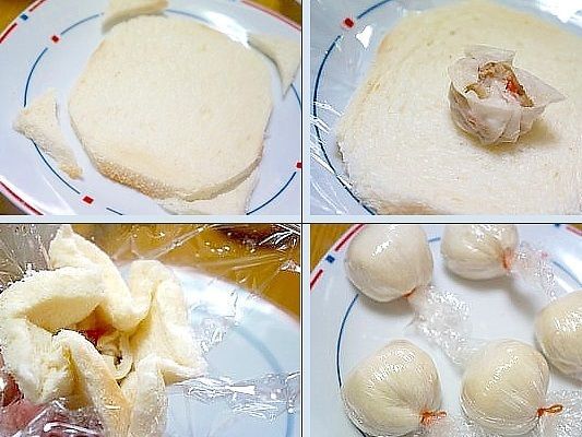 １．食パンでミニシュウマイ作り。