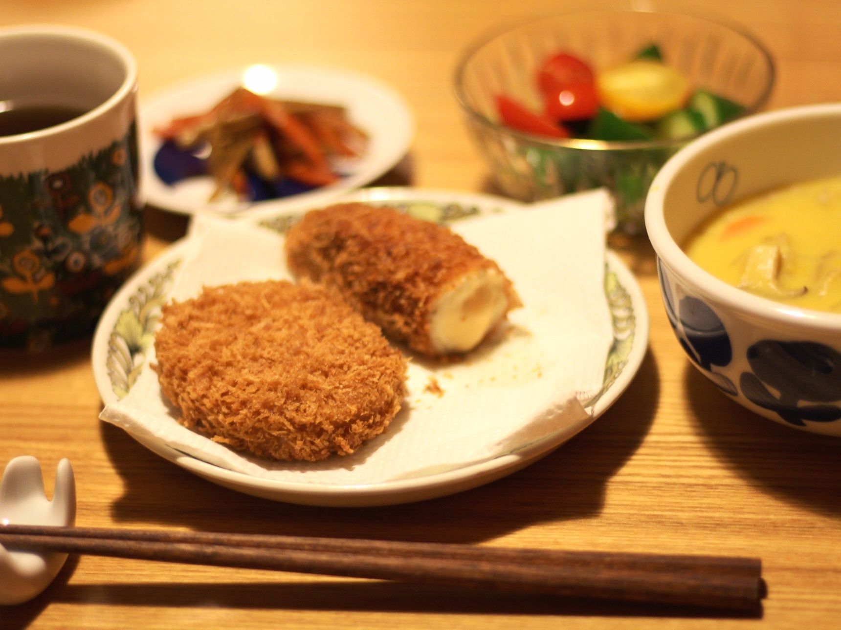 平日の時短コロッケ定食