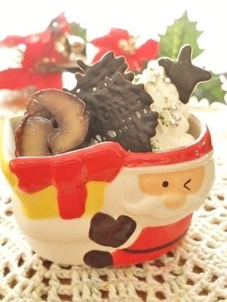 レンジで簡単ミルクプリン　クリスマスバージョン