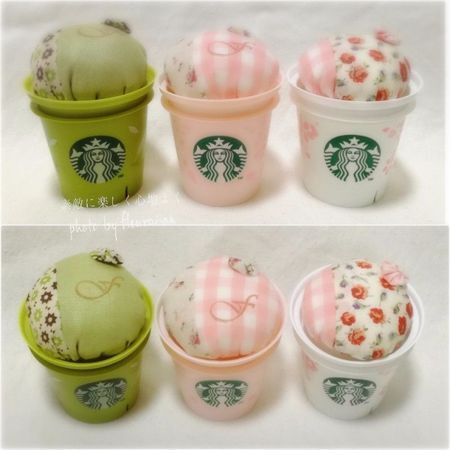 スタバのプリンカップでDIY♡キュートなピンクッションできました