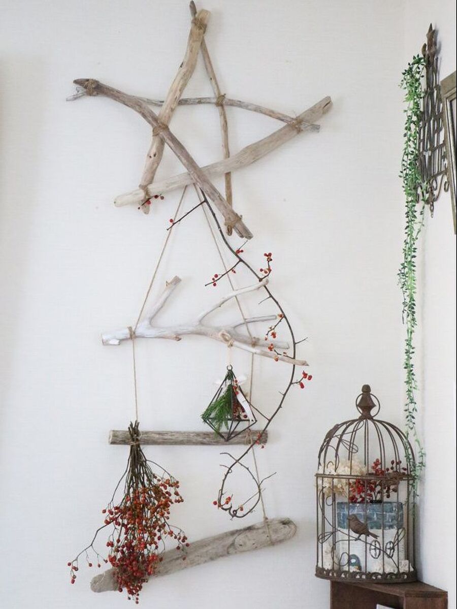 材料2つだけ 流木壁掛けツリー 暮らしニスタ