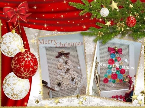 フォトフレームとボタンで作るミニクリスマスツリー 暮らしニスタ