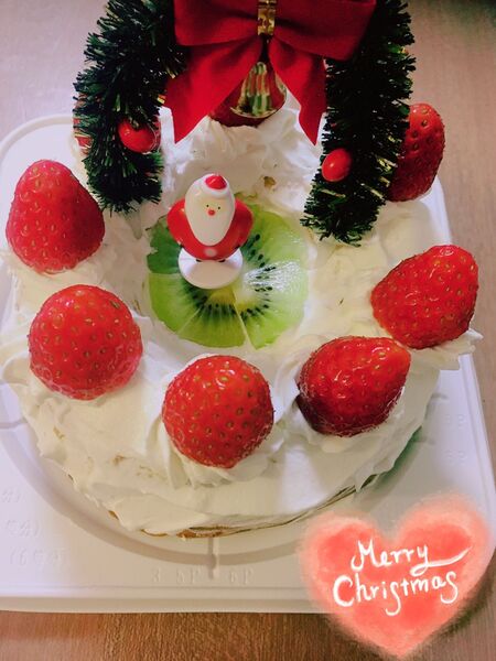ヤマザキのシフォンケーキで、ミニクリスマスケーキ♡