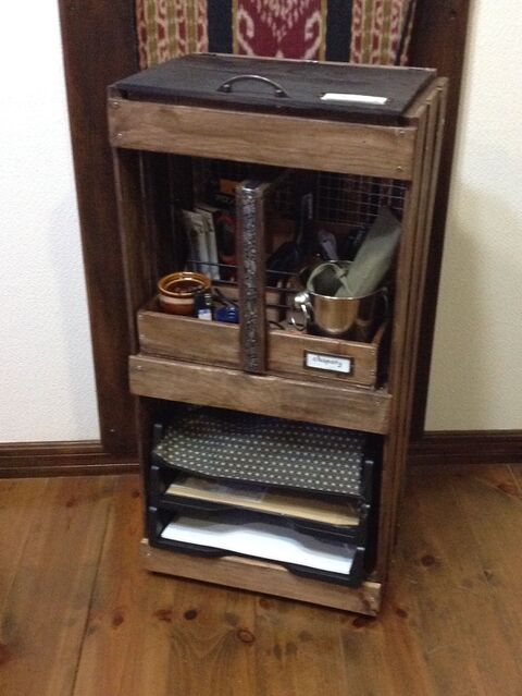 木箱xすのこx端材で文房具収納ワゴンdiy ワゴン本体 暮らしニスタ