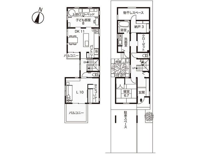 ２階建てのKさん宅の間取り図