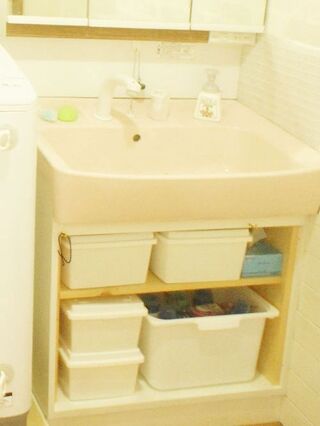 洗面台下のスッキリ収納 ダイソーのフタ付きbox 暮らしニスタ 洗面台下のスッキリ収納 ダイソーのフタ付きbox 暮らしニスタ