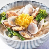 もうすぐ春♪「アサリと菜の花うどん」