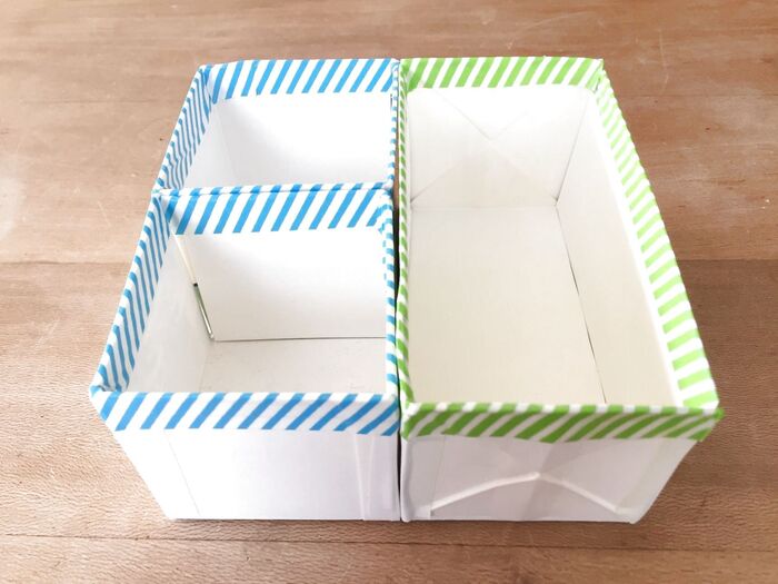 牛乳パックで作れる簡単ボックス！サイズ違いで組み合わせると便利です♡
