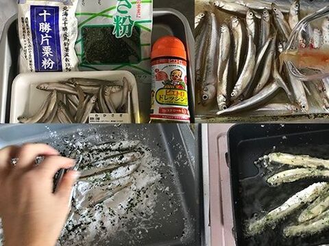 さくふわ 揚げない 魚のおやつ わかさぎ揚げ 超簡単 フライパン 5分 10分 暮らしニスタ