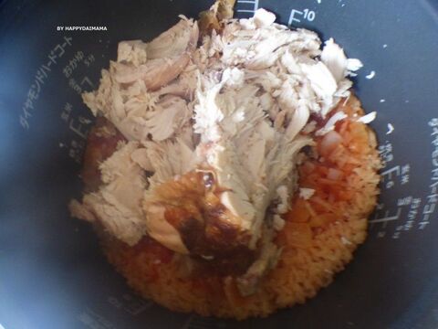 コストコリメイク 残りチキンをトマトジュースで炊いてほろほろチキンライス 暮らしニスタ