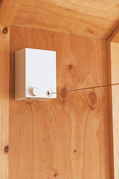 ランドリールームにつけた物干しロープ