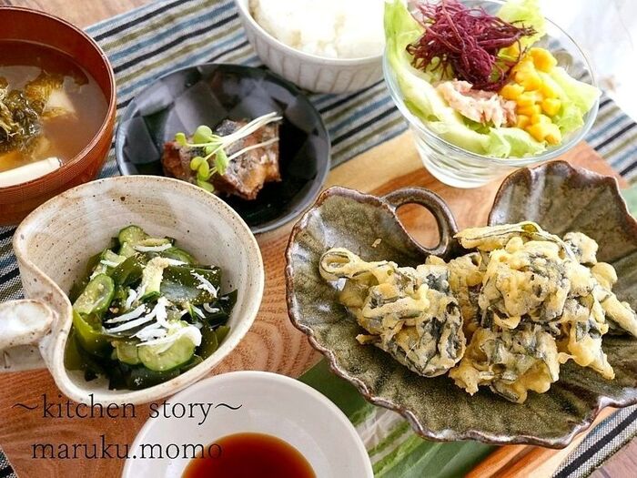 サクサク♪わかめの天ぷら＆和食セット（海の恵みを食べよう♪）