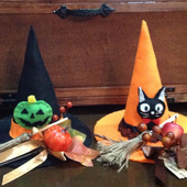 100均フェルトとナッツピックでハロウィン魔女の帽子飾りdiy♪