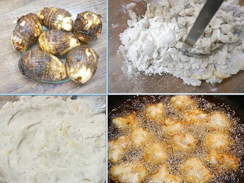 子供から大人までついつい手が出る のり塩味の 里芋ねっとり揚げ団子 暮らしニスタ