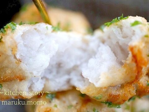 子供から大人までついつい手が出る のり塩味の 里芋ねっとり揚げ団子 暮らしニスタ
