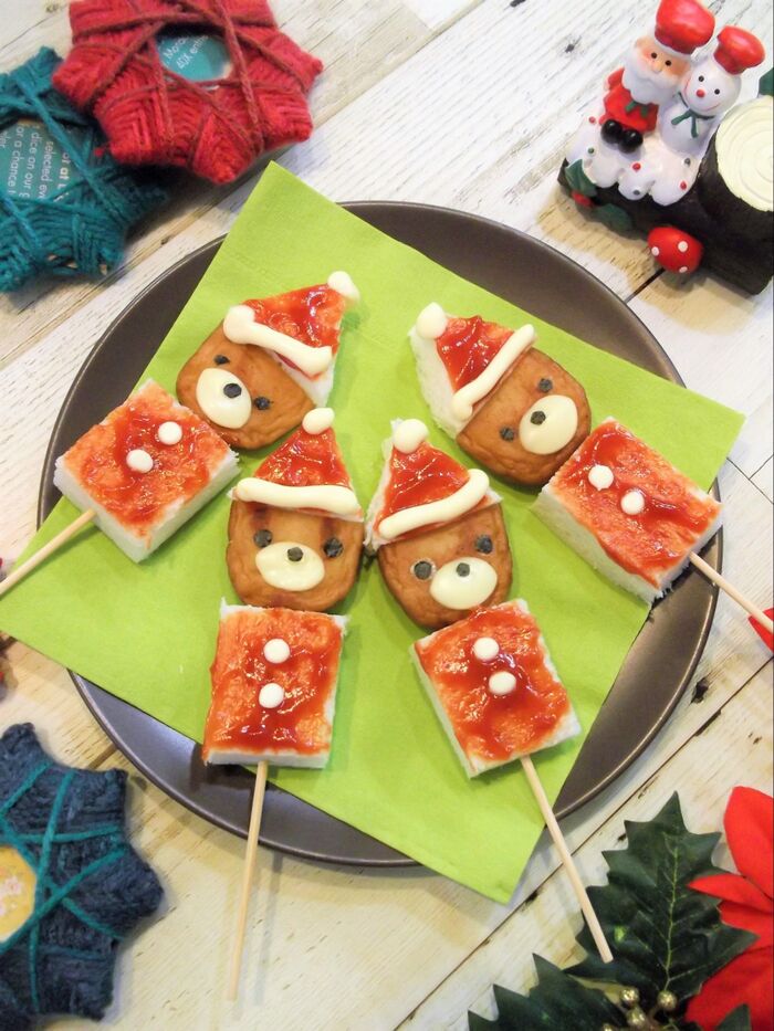 【串サン】クリスマスバージョン♪サンタくまさん串サンドイッチ