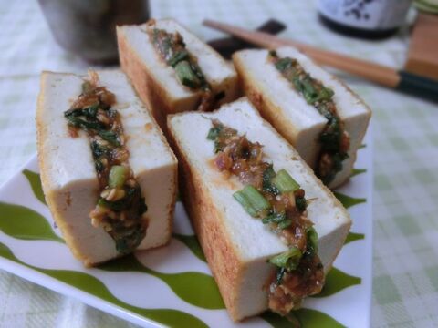 はさんで焼くだけ 厚揚げのねぎ味噌サンド焼き 暮らしニスタ