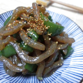 常備菜に♪　つきこんにゃくとピーマンの甘辛炒め