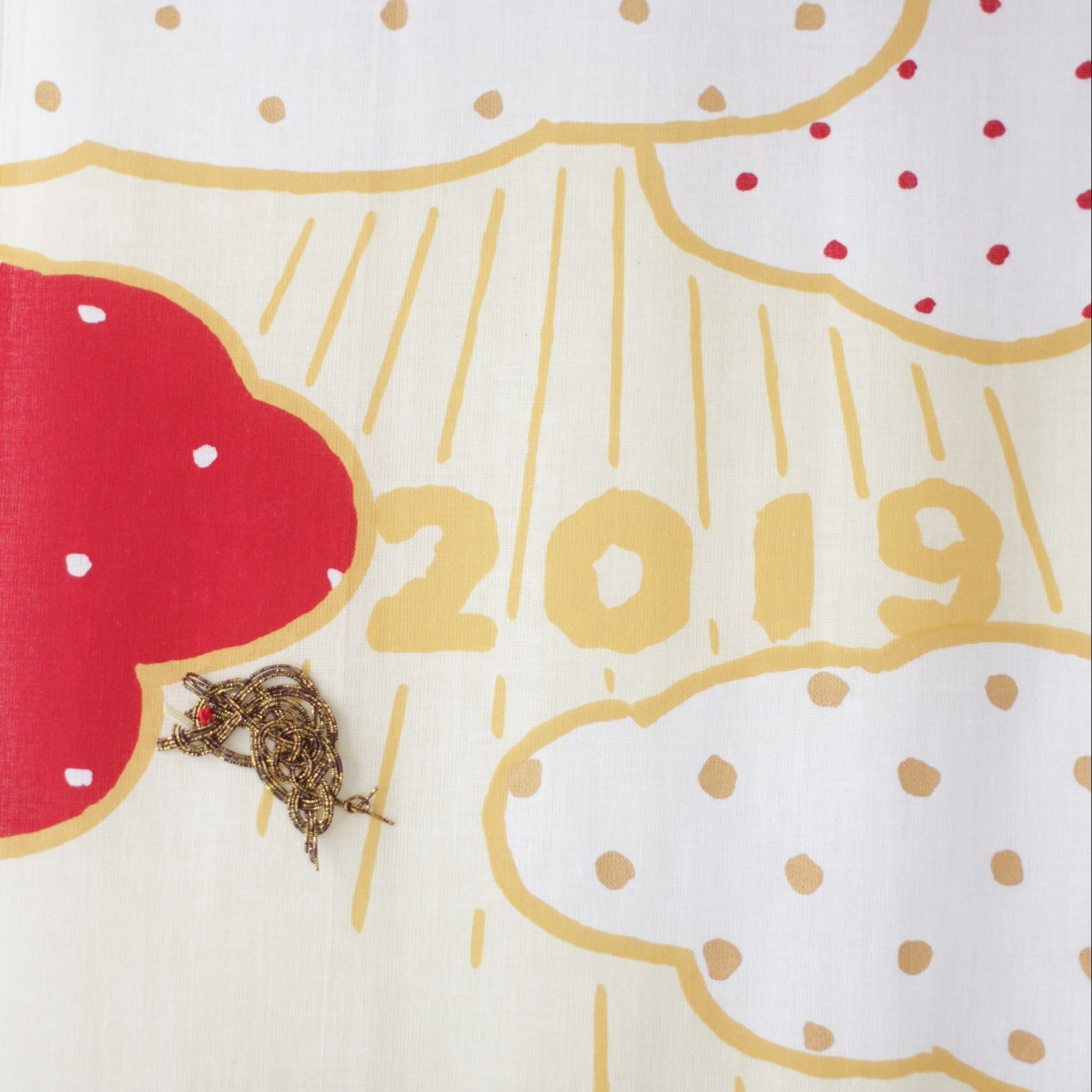 お年賀の手ぬぐいに貼り付ける