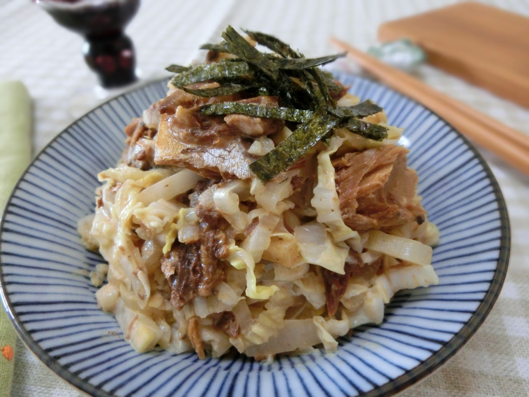 5分でボリューム副菜☆　白菜とさば味噌マヨ和え