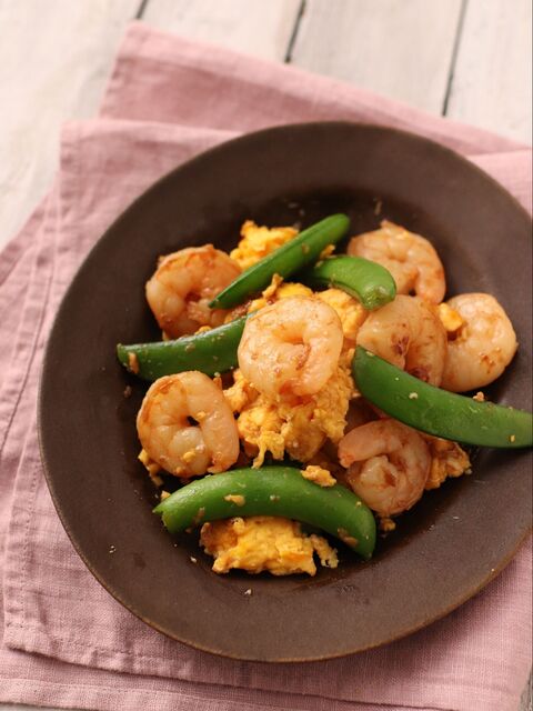 えびとスナップエンドウの卵炒め 暮らしニスタ