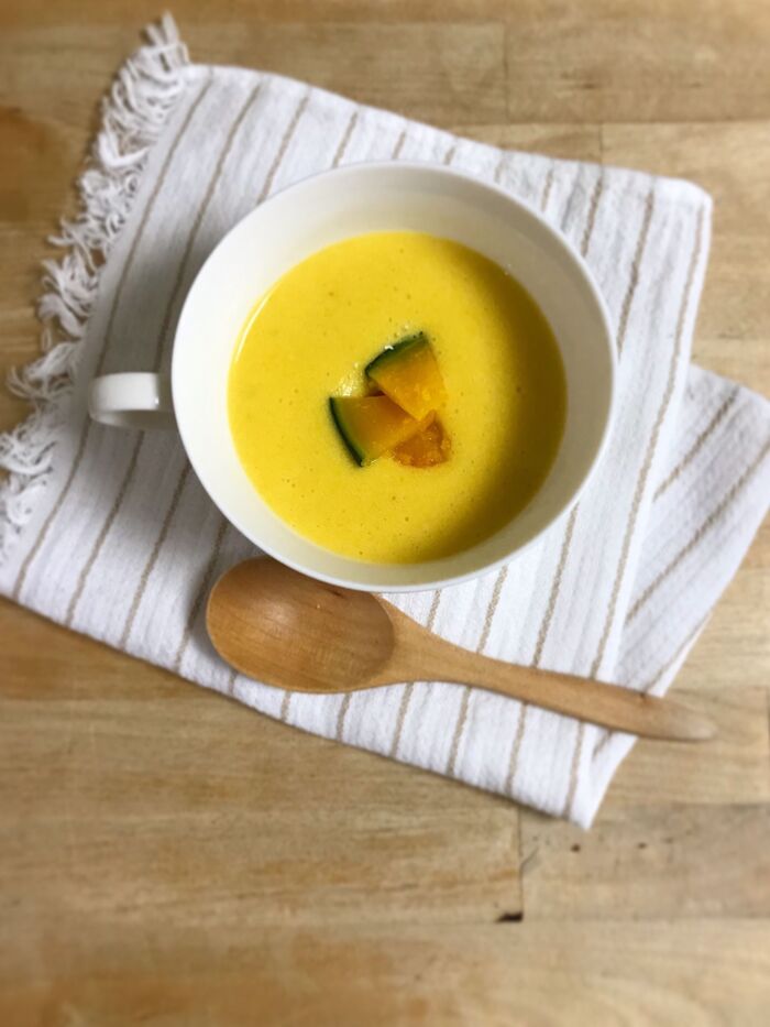 ほっこりあったか簡単♩豆乳のかぼちゃスープ