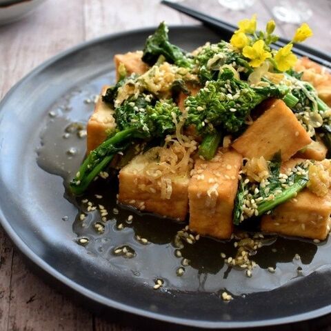 下茹で不要 菜の花と厚揚げのネギごまポン酢炒め 暮らしニスタ 下茹で不要 菜の花と厚揚げのネギごまポン酢炒め 暮らしニスタ
