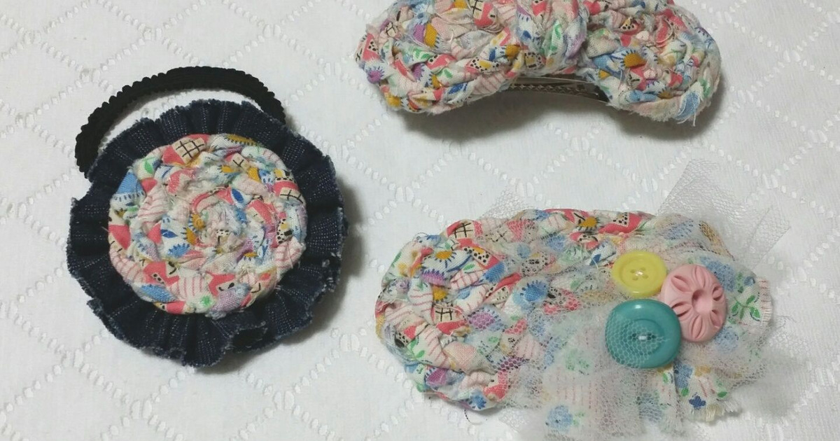 裂き布で作るヘアアクセサリー3種｜ハンドメイドの作り方・アイデア 