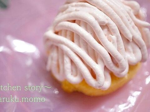 10分で作れる ふわふわイチゴのモンブラン 苺を入れるだけで ピンク色のホイップクリーム 暮らしニスタ