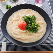 冷たいうどんレシピ「明太とろろうどん」