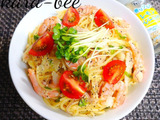 味付け簡単♪海老ツナセロリのレモンチーズ冷製パスタ 