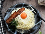 パスタみたいにフォークででいただく豆腐クリームそうめん