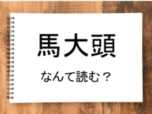 【馬大頭】って読める？読めない！「読みたい漢字ファイル」vol.3