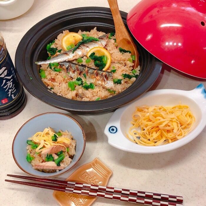 秋刀魚とレモンの炊き込みご飯