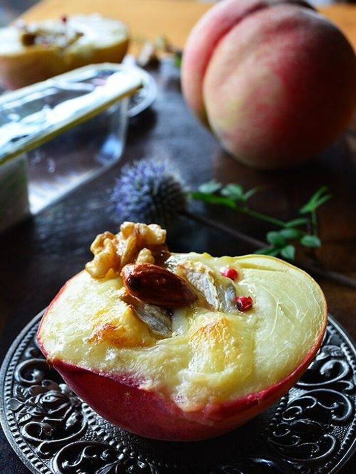 【果物のおかず】とろ～りじゅわ～ん♥桃とチーズのグラタン風♥トースターで簡単