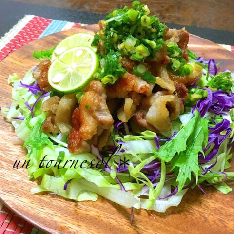 血行促進効果にオススメ 絞って混ぜるだけ がっつりサラダ さっぱりすだちソースがけ 暮らしニスタ