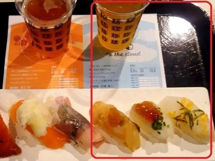 クラフトビール「ｏｎ　ｔｈｅ　ｃｌｏｕｄ」×お寿司