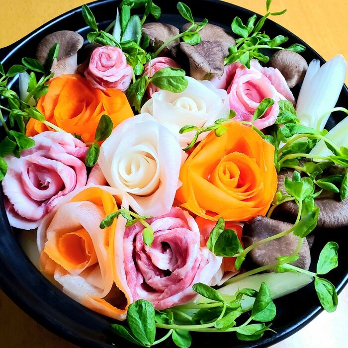 バラ肉の花束鍋