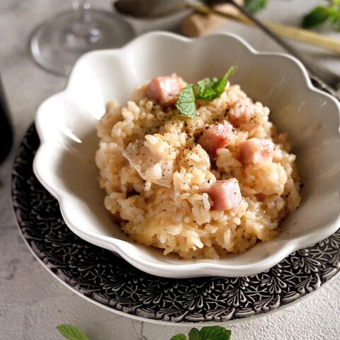 炊飯器におまかせ ベーコンとカマンベールの洋風玄米リゾット 暮らしニスタ 炊飯器におまかせ ベーコンとカマンベールの洋風玄米リゾット 暮らしニスタ