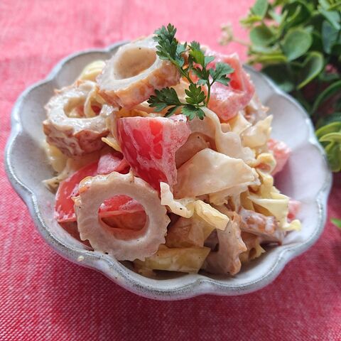 切って混ぜるだけ2ステップで簡単 キャベツとトマトとちくわのマヨ和え 暮らしニスタ 切って混ぜるだけ2ステップで簡単 キャベツとトマトとちくわのマヨ和え 暮らしニスタ