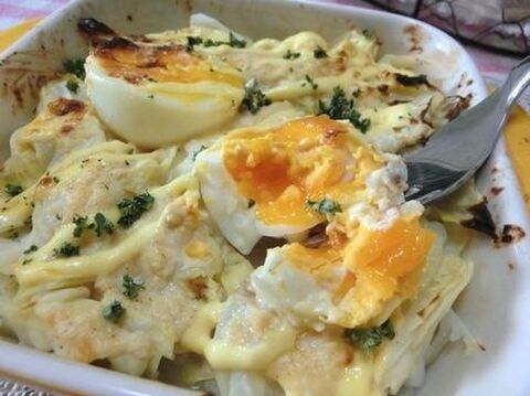 具は2つなのにコクうま キャベツと半熟たまごの味噌マヨグラタン 暮らしニスタ