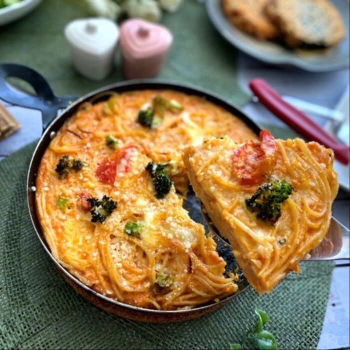 コンビニのスパゲッティでイタリアンな卵焼き～パスタのフリッタータ