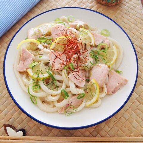 レンジだけ 夏うどん ねぎ塩レモンチキンうどん 暮らしニスタ