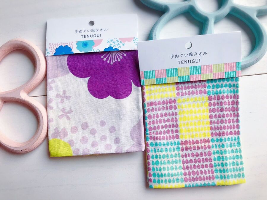 セリアの手ぬぐい 北欧風モダンな花ちらし 花びら格子柄 暮らしニスタ