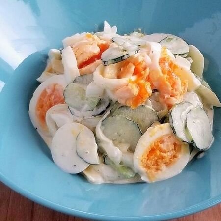 母の味♡【レシピ】きゅうりとゆで卵のサラダ