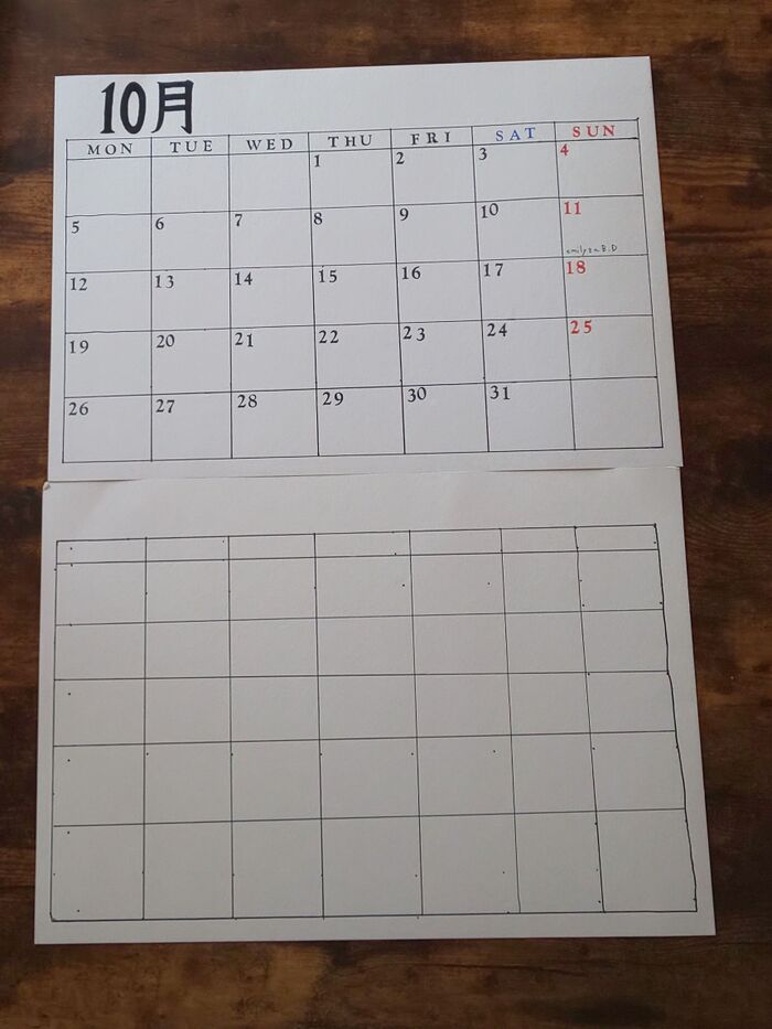 カレンダー作り