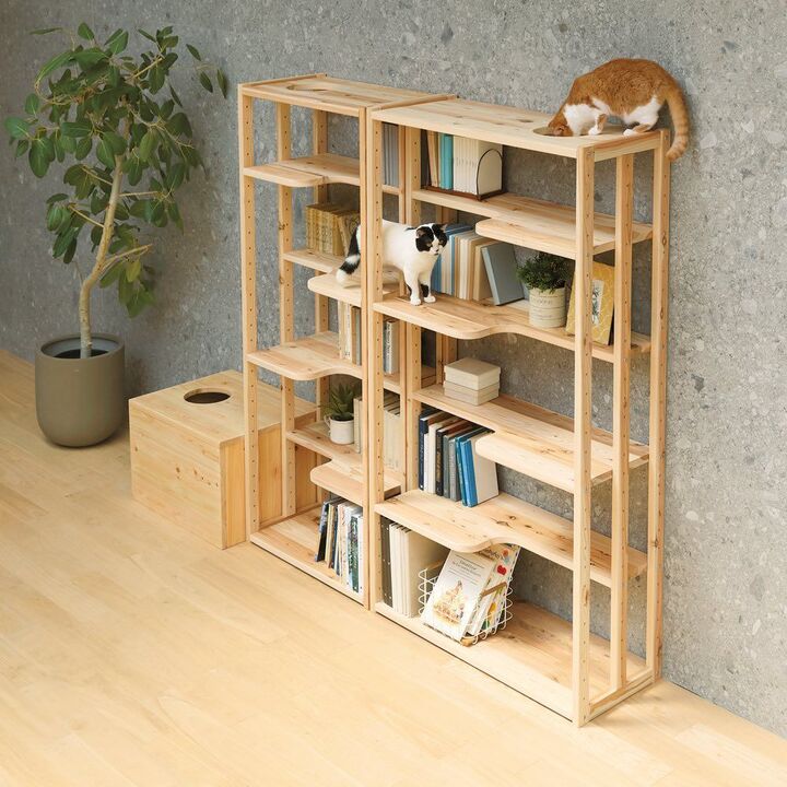 1台2役♪ネコも遊べるオープンラックで、人もネコも快適な暮らし♡