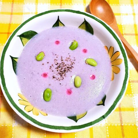 レモンでピンクに色変 紫じゃがいものポタージュ 暮らしニスタ