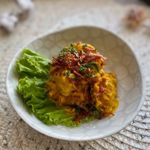 カリカリベーコンがアクセントなカボチャサラダ 暮らしニスタ カリカリベーコンがアクセントなカボチャサラダ 暮らしニスタ